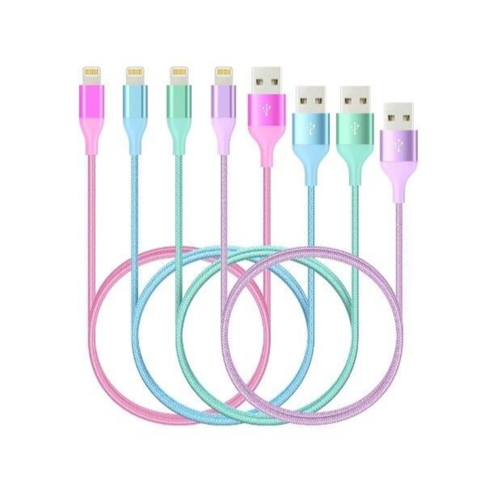 4-Pack iPhone Charger Multicolor 10 Ft, 6Ft, 6Ft, 3Ft, Apple Charger USB To ipho